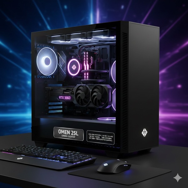 HP OMEN 25L GAMING DESKTOP |  INTEL CORE i9-10TH GEN | 1TB SSD + 1TB HDD | 32GB RAM DDR4 | RTX 3060 8GB DEDICATED GRAPHICS
