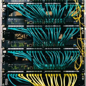 Server rack with network cabling